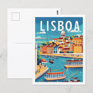 Lissabon Portugal Vintage Berühmter Reiseort  Postkarte
