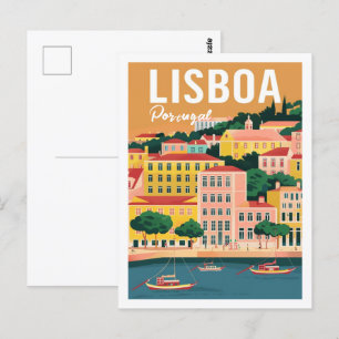 Lissabon Portugal Vintage Berühmter Reiseort Postkarte