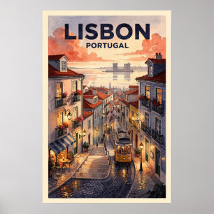 Lissabon Portugal Vintage Reise Poster