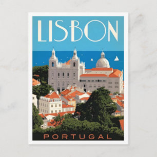 Lissabon Portugal Vintage Reise Postkarte