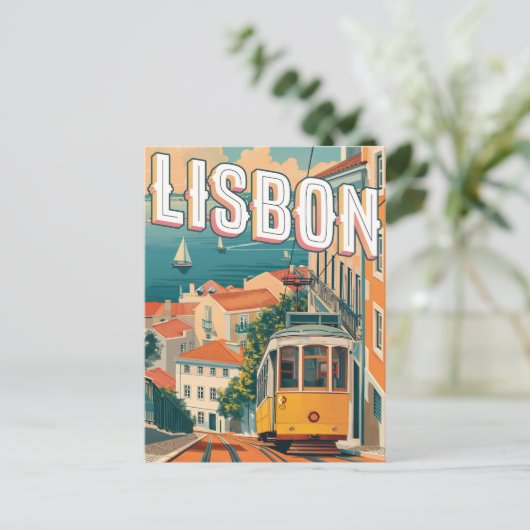 Lissabon, Portugal Vintage Reise Postkarte (Stehend Vorderseite)