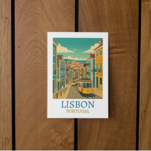 Lissabon Portugal Vintage Reiseillustration Postkarte