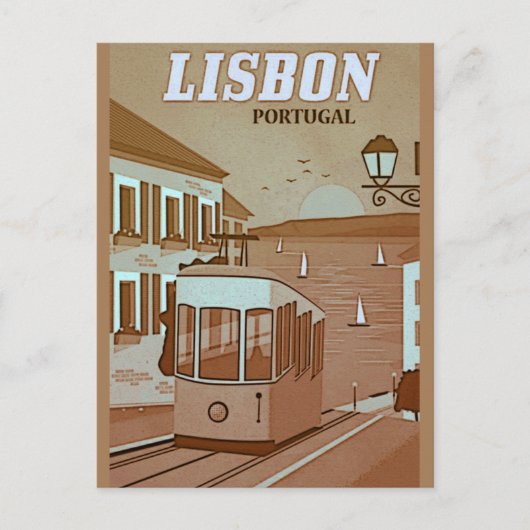 Lissabon Portugal Vintage Reisekarte Postkarte (Vorderseite)