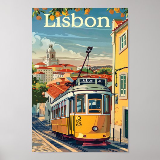 Lissabon - Portugal - Vintage Retro-Reise-Illustra Poster (Vorne)