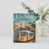Lissabon - Portugal - Vintage Retro-Reise-Illustra Postkarte (Stehend Vorderseite)