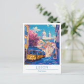 Lissabon Portugal Vintage Travel Postkarte (Stehend Vorderseite)