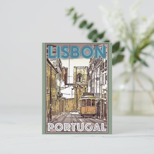 Lissabon PortugalVintage Reise Postkarte (Stehend Vorderseite)