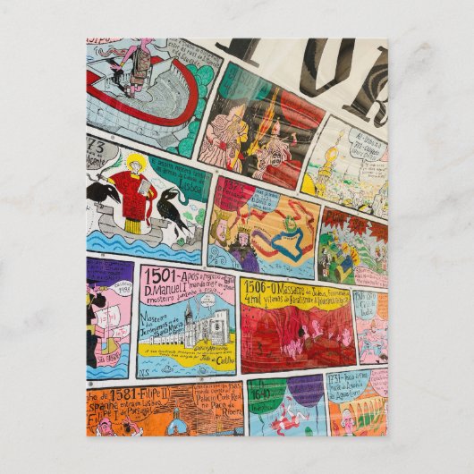 Lissabon Postcard, Fun Postcard, Farbige Graffiti Postkarte (Vorderseite)