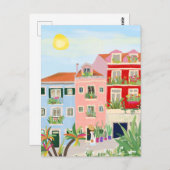 Lissabon-Reise farbenfroh Postkarte (Vorne/Hinten)