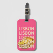 Lissabon Reisekunst, Rosa, Portugal Art reisen Gepäckanhänger (Vorderseite Vertikal)
