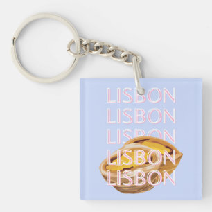 Lissabon Reisen Kunst, Blau, Portugal, Pastel Schlüsselanhänger