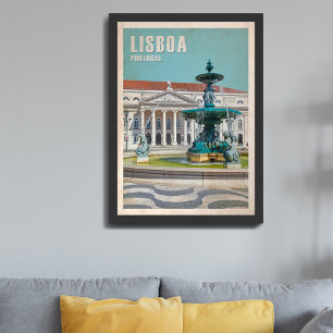 Lissabon Reiseplakat D. Maria II Theater, Portugal Fotodruck