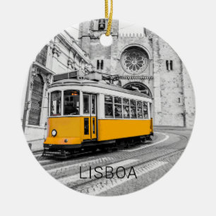 Lissabon Retro-Straßenbahn Portugal Vintage-Straße Keramik Ornament