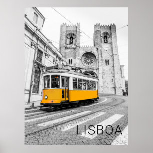 Lissabon Retro-Straßenbahn Portugal Vintage-Straße Poster