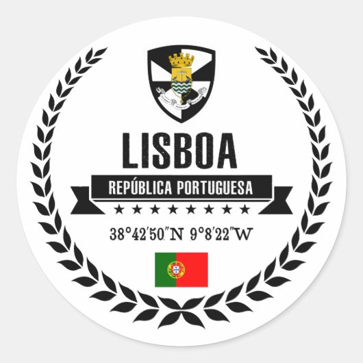 Lissabon Runder Aufkleber (Vorderseite)