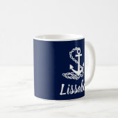 Lissabon - Schöner Sailor Style Blue und White Kaffeetasse (VorderseiteRechts)