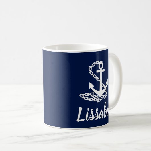 Lissabon - Schöner Sailor Style Blue und White Kaffeetasse (VorderseiteRechts)