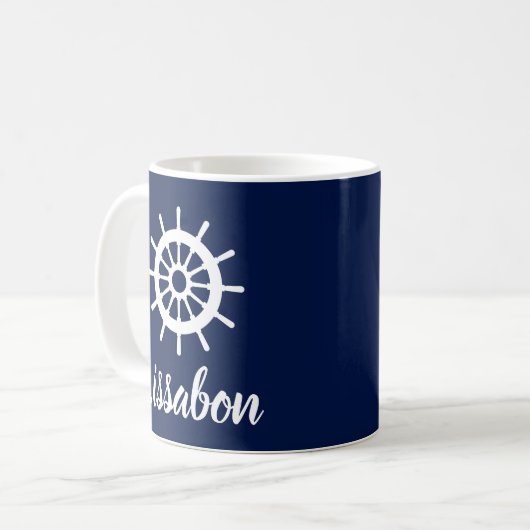 Lissabon - Schöner Sailor Style Blue und White Kaffeetasse (Vorderseite Links)