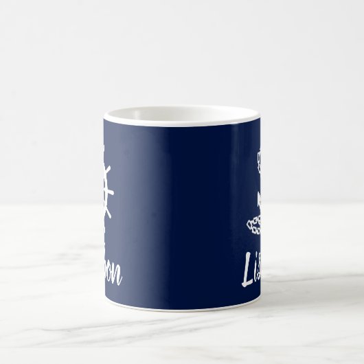 Lissabon - Schöner Sailor Style Blue und White Kaffeetasse (Mittel)