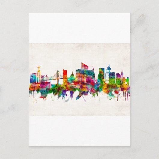 Lissabon - Skyline Feiertagspostkarte (Vorderseite)