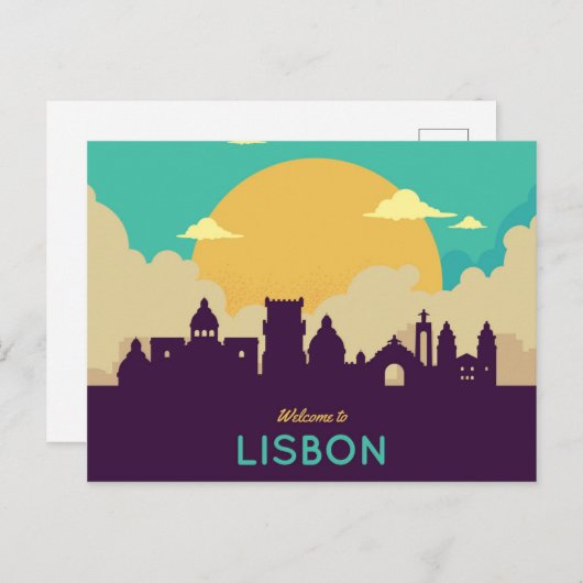 Lissabon - Skyline-Postkarte Einladungspostkarte (Vorne/Hinten)