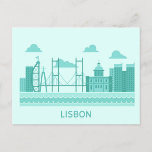 Lissabon - Skyline-Postkarte Einladungspostkarte