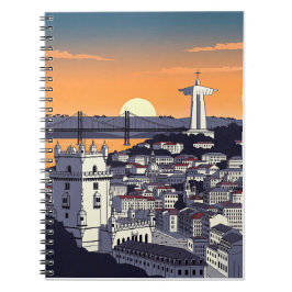 Lissabon Sonnenuntergangs-Illustrationsnotizbuch – Notizblock