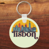 Lissabon Stadt Skyline Retro City Art Schlüsselanhänger (Vorderseite)