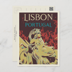 Lissabon-Statuen Postkarte