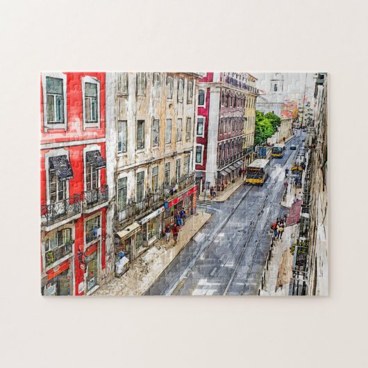 Lissabon Straße Portugal Postcard Jigsaw Puzzle (Horizontal)