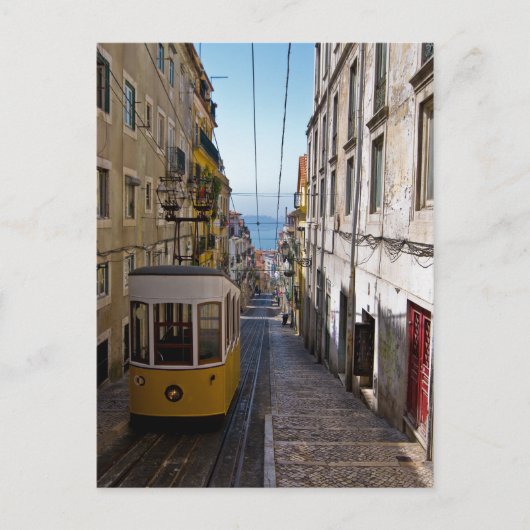 Lissabon Straße und Straßenbahn Bairro Alto Postkarte (Vorderseite)