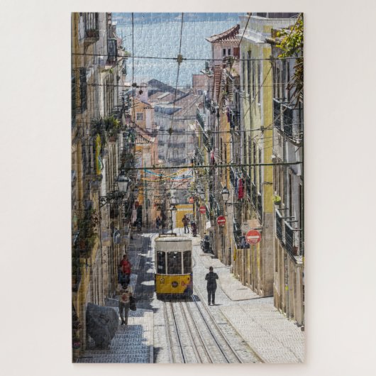 Lissabon Straßenansicht mit Straßenlöffel Puzzle (Vertikal)