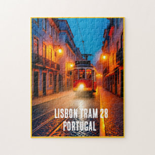 Lissabon Straßenbahn 28 Puzzle – Portugal Nacht St