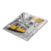 Lissabon Straßenbahn Portugal Vintage Straßenbahn Fliese (Seite)