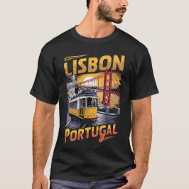 Lissabon T - Shirt mit Iconic Tram und berühmte Br