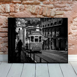 Lissabon Traditionelle Straßenbahn Schwarz-Weiß Poster