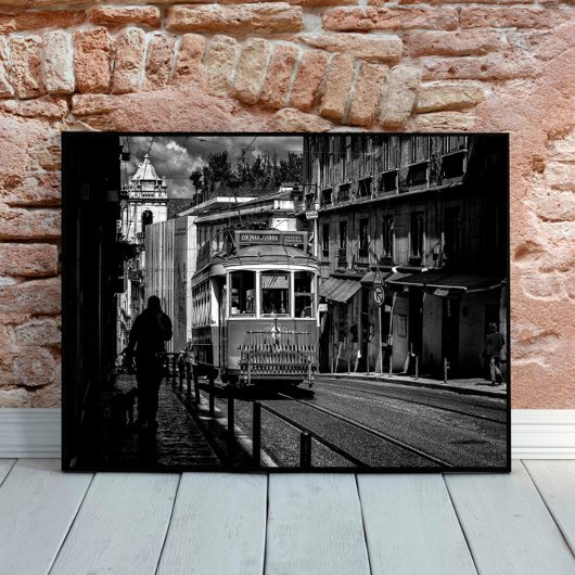 Lissabon Traditionelle Straßenbahn Schwarz-Weiß Poster