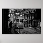 Lissabon Traditionelle Straßenbahn Schwarz-Weiß Poster (Vorne)