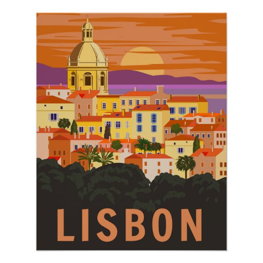 Lissabon Vintage-Reiseposter Poster (Vorderseite)