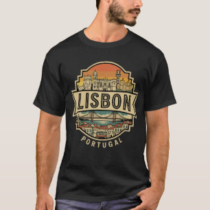 Lissabon Vintage-Skyline Portugal Reiseabzeichen T-Shirt