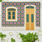 Lissaboner Haus mit Fliesen Geschirrtuch (Gefaltet)