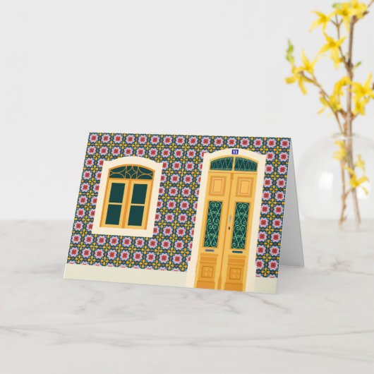 Lissaboner Haus mit Fliesen Karte (Gelbe Blume)