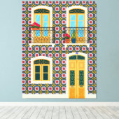 Lissaboner Haus mit Fliesen Leinwanddruck (Insitu (Holzboden))