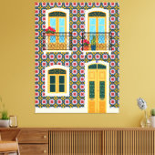 Lissaboner Haus mit Fliesen Leinwanddruck (Insitu (Wohnzimmer))