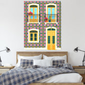 Lissaboner Haus mit Fliesen Leinwanddruck (Insitu (Schlafzimmer))