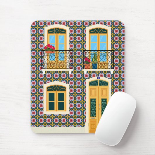 Lissaboner Haus mit Fliesen Mousepad (Mit Mouse)