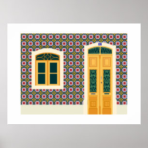Lissaboner Haus mit Fliesen Poster