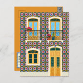 Lissaboner Haus mit Fliesen Postkarte (Vorne/Hinten)