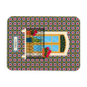 Lissaboner Hausfenster mit Pflanze und Fliesen Magnet (Horizontal)