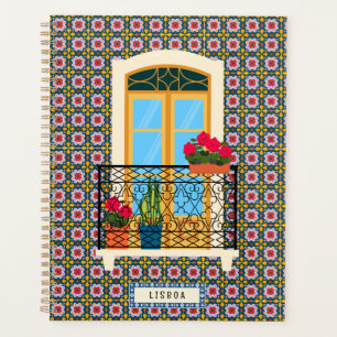 Lissaboner Hausfenster mit Pflanze und Fliesen Planer